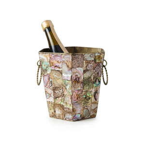 Mother of Pearl Inlay Wine <b>Ice</b> Bucket Metal Champagne Chiller Tub with Rope Handles for Bar Hotel Wedding Party Decor Wholesale - Product Image 1
