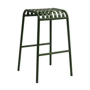 Tabouret de bar industriel en métal bleu ardoise foncé à lattes avec repose-pieds, tabouret de comptoir minimaliste sans dossier pour îlot de cuisine - Product Image 4