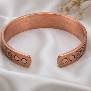 Elegant Woven Pattern Magnetic Pure Copper Wrist Cuff With Embossed Design Luxury Metal Jewelry Promotional <b>Novelty</b> Gift - Product Image 2