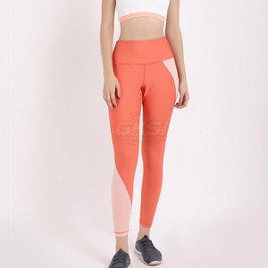 Fabrication professionnelle de leggings pour femmes, qualité supérieure, dernier design, style de leggings avec panneaux orange et rose, à porter toute l'année - Product Image 4