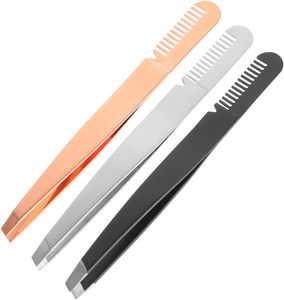Juego de Pinzas para Cejas de Acero Inoxidable sin Costuras, Estuche de PU, Puntas Inclinadas y Puntiagudas, Pinzas de Precisión Duraderas, Pinzas Clásicas - Product Image 5