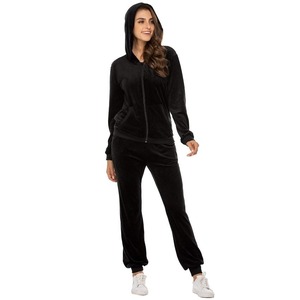 Women Velvet <b>Tracksuit</b> Set Hooded Zipper Full Sleeve Solid Color Casual Jogging Outfit With Side Pockets Winter Wear - Product Image 6