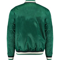 Blouson Bomber Vert pour Homme, Col Montant, Coupe Droite, Style Décontracté Printemps, Fermeture Boutons Recouverts, Tricot Polyester/Coton