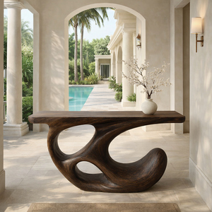 Luxali Hotel Villa Furniture Latest Design Modern Solid Wood <b>Rectangle</b> Entrance Hallway Living Room Console <b>Table</b> - Product Image 2