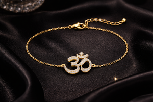 Om <b>Charm</b> 925 Sterling Silver 18k Gold Plated Handmade Religious Bracelet For Women Jewelry Birthday Gift - Product Image 5