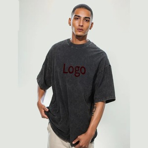 Camiseta de algodón 100% de alto gramaje, corte cropped y ajustado, con lavado ácido personalizado y bajo sin rematar, para hombre - Product Image 6