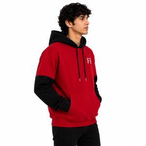 Sweat-shirts à capuche bicolores épais, personnalisables avec broderie, en molleton de coton, vêtements streetwear, fabrication OEM, fournisseur en gros - Product Image 2