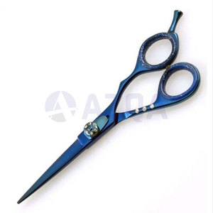 Ciseaux de coiffure professionnels de haute qualité, tranchants comme des rasoirs, pour droitiers, manche moyen, ciseaux de barbier, ciseaux de salon, acier inoxydable, bleu - Product Image 5