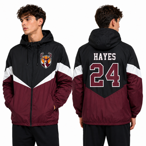 Chaqueta Cortavientos Personalizada para Hombre con Logotipo de Jaguars Bordado, Nombre y Número en la Espalda, con Capucha, Ropa Deportiva, Venta al Por Mayor, OEM, para Clubes - Product Image 2