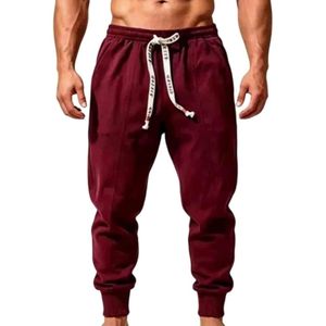 Pantalon de jogging décontracté en coton pour homme, taille élastique avec cordon de serrage, couleur unie, doux et confortable, idéal pour l'automne et l'hiver - Product Image 1