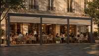 Pergola moderne en aluminium avec toit à lames, gazebo, pavillon de patio extérieur avec bande lumineuse LED