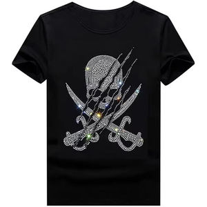 T-shirt personnalisé pour femmes avec impression de strass, tee-shirt décontracté à la mode avec logo pour la vente en gros - Product Image 1