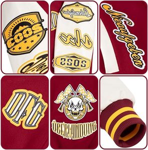 Veste de baseball personnalisée pour homme, style preppy, col rabattu, polyester et coton, motifs de patchs, coupe classique - Product Image 5