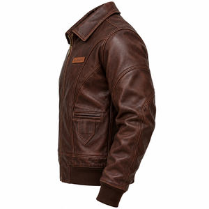Customized <b>Mens</b> Vintage Brown Cowhide <b>Leather</b> Flight Jacket Heavyweight Distressed Aviator <b>Bomber</b> Coat Premium Winter Outerwear - Product Image 4