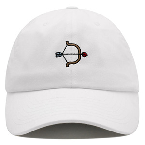 Casquette de baseball blanche à 6 panneaux avec logo arc et flèche brodé, unisexe, ajustable, en coton, décontractée, pour adulte et personnalisable - Product Image 1