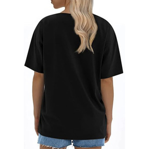 Washed Black Oversized T-Shirt Casual Style Solid Color Unisex Short Sleeve O-Neck Eco-Friendly 100% Cotton <b>Top</b> - Product Image 6