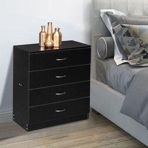 Black S Four Drawer Chest of Drawers Sockets (2USB+2 Sockets) 66*33*73cm Pitted Particle Board with Triamine Paste Dressers - Product Image 2