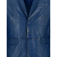 Blazer classique en cuir véritable bleu surdimensionné pour homme Veste d'hiver légère et respirante avec tissu en duvet