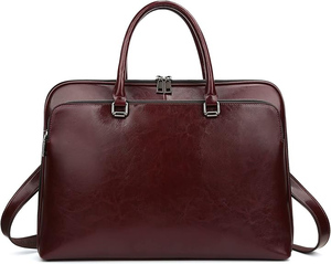 Sac à main en cuir véritable de créateur, grand format, robuste, bandoulière, mallette pour ordinateur portable, pour hommes et femmes, logo personnalisé, OEM, café, affaires - Product Image 1