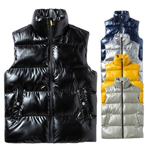 Herren Silber Metallic Gesteppte Pufferweste Stehkragen Reißverschluss-Weste mit Taschen Winter - Product Image 5
