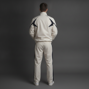 Ensemble de survêtement sportif AFSAR SPORTS pour homme, veste zippée en nylon blanc avec poches latérales, coupe classique, idéal pour le printemps - Product Image 6