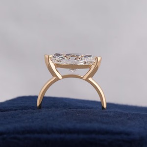 Bague de fiançailles de luxe pour femme SHIVRAM DIAMOND, diamant de laboratoire taille marquise, demi-sertissage solitaire, or jaune 14 carats, certifiée IGI - Product Image 4