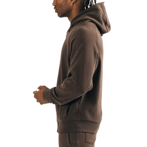 <b>Men's</b> Beige <b>Pullover</b> Hoodie Regular Fit Cotton French Terry Casual Autumn Wear Solid Color Knitted Long Sleeve - Product Image 6