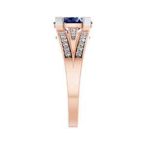 Elegante clásico 14K 18K oro zafiro anillo corte ovalado diamante acentos IGI certificado joyería fina para boda compromiso fiesta regalo - Product Image 2
