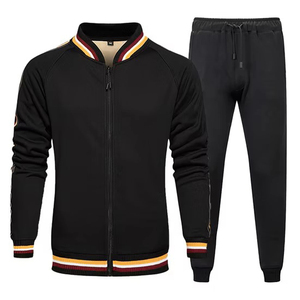 New Arrival Mens Khaki <b>Tracksuit</b> Full Length Solid Color Casual Zipper Front Stand Collar Sweatshirt Joggers Side Pockets - Product Image 3
