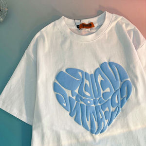 T-shirt à impression en relief, fabricant OEM, haute qualité, 100% coton, logo personnalisé, t-shirt surdimensionné pour hommes 2024 - Product Image 3