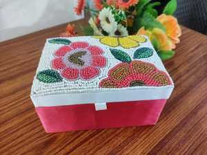 Wholesale Price Luxury Wood <b>box</b> Fabric Organizer Hand Beaded Embroidered Customized Color Size <b>Storage</b> <b>Box</b> for - Product Image 3