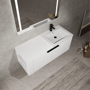 Mobile Bagno Moderno Bianco da 48 Pollici con Lavabo Integrato, Ampio Spazio, Set Completo - Product Image 1