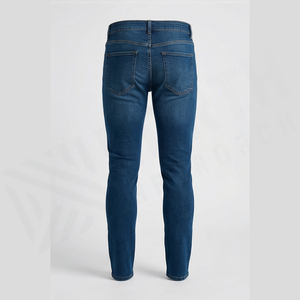 Jean slim droit pour homme en denim délavé foncé, taille mi-haute, en coton, style décontracté automne - Product Image 1