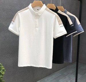 T-shirt tricoté haut de gamme pour homme en polyester/coton, séchage rapide, logo frontal, style décontracté, personnalisation de marque, vente en gros - Product Image 1