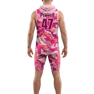 Conjuntos de Uniformes 7v7 Transpirables, Camiseta sin Mangas con Capucha en Camuflaje Rosa, Pantalones Cortos a Juego, Secado Rápido, Poliéster y Spandex - Product Image 2