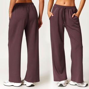 Pantalon large pour femme 100 % coton, respirant, taille élastique, décontracté, avec impression de logo personnalisée, service OEM disponible - Product Image 1