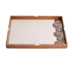 Caligrafía Árabe para el hogar, sala de estar, vajilla personalizable, bandeja acrílica de Bismillah dorada, bandeja decorativa de lujo para servir - Product Image 1