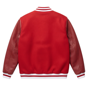 เสื้อแจ็คเก็ต Letterman Varsity สำหรับผู้ชาย แบบสั่งทำพิเศษ ผสมผสานวัสดุขนสัตว์ แขนหนัง ปักลาย ตกแต่งด้วยแพทช์ สไตล์สตรีทแวร์ ขายส่ง - Product Image 2