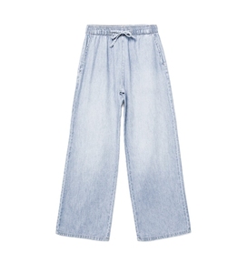 Customizable Women's Wide Leg Denim <b>Drawstring</b> <b>Trouser</b> High Quality Breathable Cotton Casual Women's Street Wear - Product Image 2