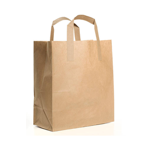 Bolsas de papel Kraft marrón ecológicas al por mayor 2024 con logotipo personalizable bolsas de compras recicladas asas de paraguas para ropa de cama - Product Image 1