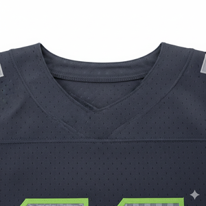 Camiseta de Fútbol Americano Personalizable para Hombre - Malla Birdseye Premium, Corte Atlético, Uniforme de Equipo en Blanco - Azul Claro - Product Image 3