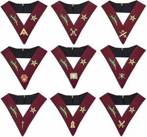 Nuevo estilo de conjunto de 9 collares masónicos de oficial de Memphis Misraim, bordados a mano, con delantal y estuche, collar de la Arcada Real con equipamiento completo. - Product Image 2