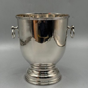 Vintage <b>Silver</b> Champagne <b>Ice</b> <b>Bucket</b> Wine Chiller with Ring Handles for Bar Restaurant Wedding Party Table Club - Product Image 5