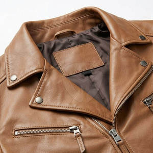 Men's Genuine <b>Leather</b> <b>Biker</b> <b>Jacket</b> Classic Motorcycle <b>Leather</b> <b>Jacket</b> Multiple Zipper Pockets Eco-Friendly Embossed Design - Product Image 3