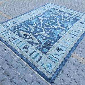 Tapis persan Kashan turquoise tissé à la main au crochet - Laine/soie de qualité supérieure, poils moyens, support en latex, écologique, antidérapant, 1 pièce - Product Image 1