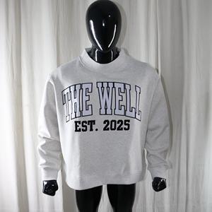 Sweat-shirt à col montant gris cendré 100% coton avec broderie appliquée, col large, URBAN PRODUCTIONS - Product Image 4