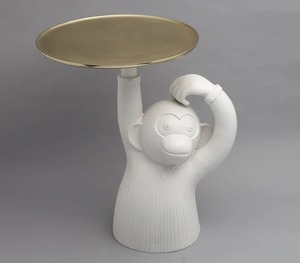 Mesa Auxiliar Metálica con Bandeja Dorada, Diseño Contemporáneo para Decoración de Sala de Estar, en Oferta - Product Image 1