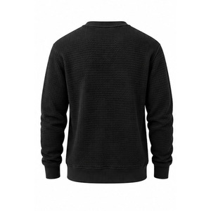 <b>Mens</b> Waffle Knit Sweatshirt Crewneck Long Sleeve Pullover Casual <b>Thermal</b> Textured <b>Top</b> Custom OEM Sportswear Manufacturer Factory - Product Image 3