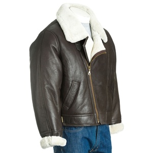 High Demanded Solid Color Sheepskin <b>Leather</b> <b>Jacket</b> Good Quality For Autumn Season Wear With Custom Logo - Product Image 1