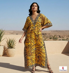 Women Custom Printed <b>Kaftan</b> Dress Loose Fit <b>Summer</b> Beach Wear Comfortable Lightweight Wholesale Export Manufacturer Supply - Product Image 1